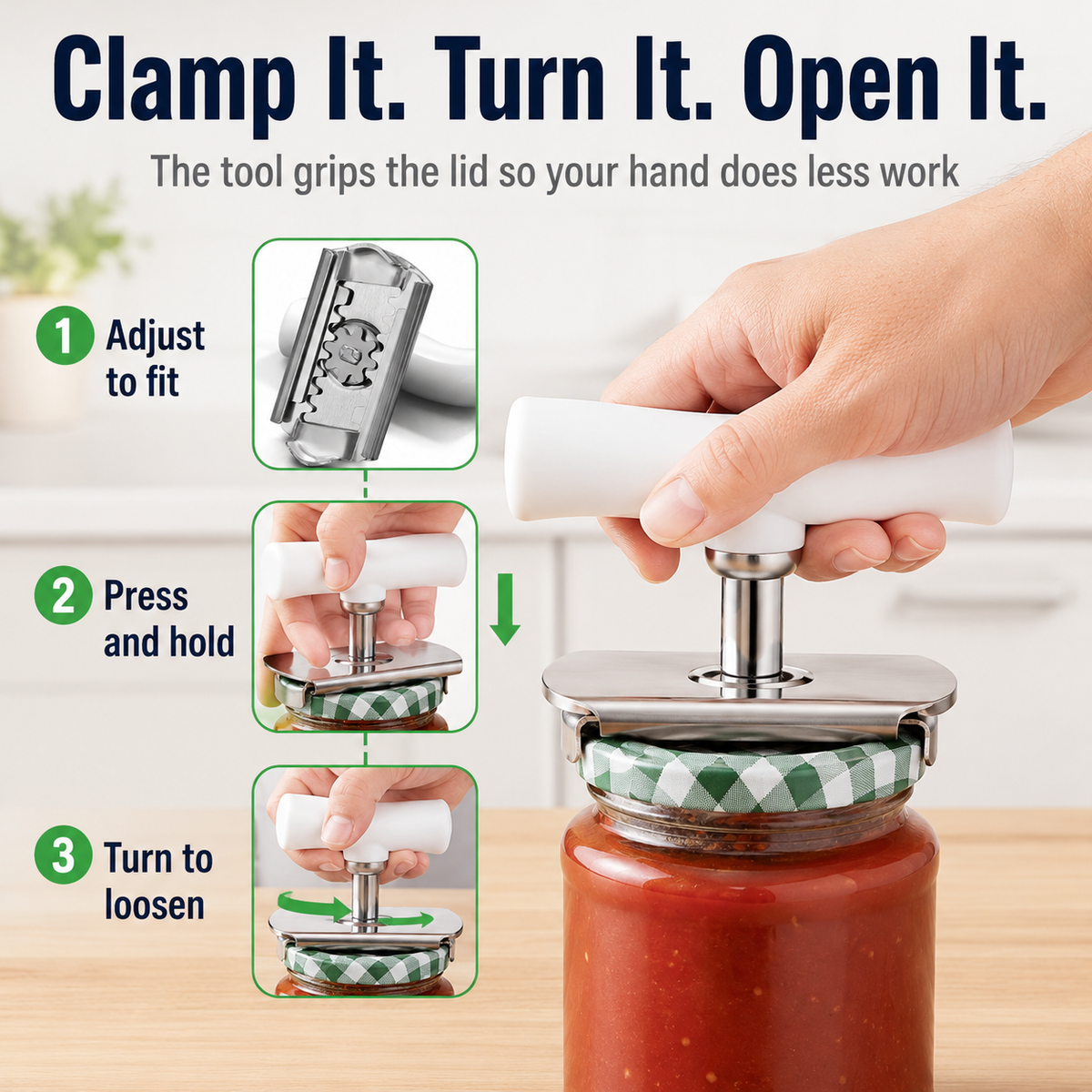 Stainless Steel Jar Opener & Bottle Lid Remover