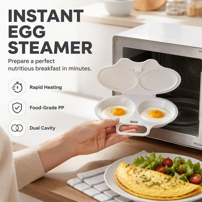 🥚Microwave Egg Poacher –🍳Dual‑cavity, non‑stick & easy clean. Healthier than frying