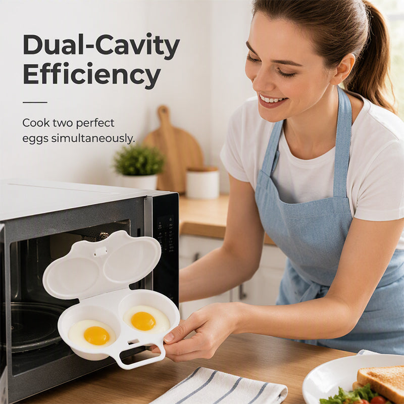 🥚Microwave Egg Poacher –🍳Dual‑cavity, non‑stick & easy clean. Healthier than frying