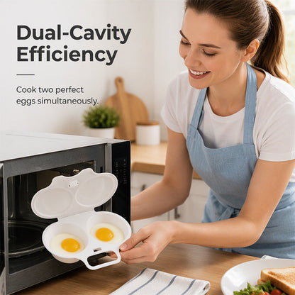 🥚Microwave Egg Poacher –🍳Dual‑cavity, non‑stick & easy clean. Healthier than frying