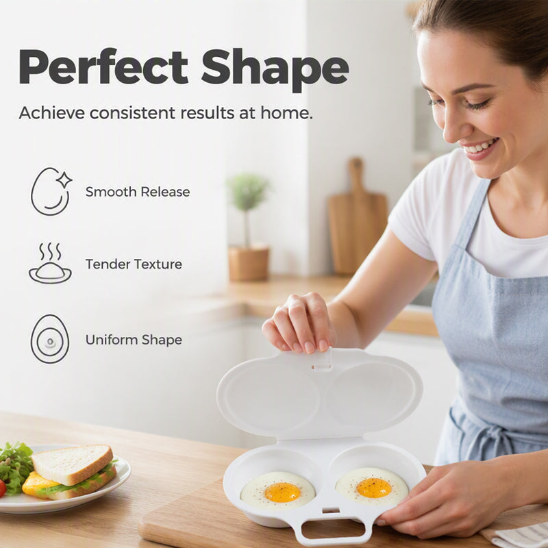 🥚Microwave Egg Poacher –🍳Dual‑cavity, non‑stick & easy clean. Healthier than frying