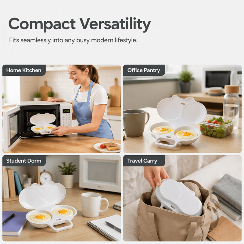 🥚Microwave Egg Poacher –🍳Dual‑cavity, non‑stick & easy clean. Healthier than frying
